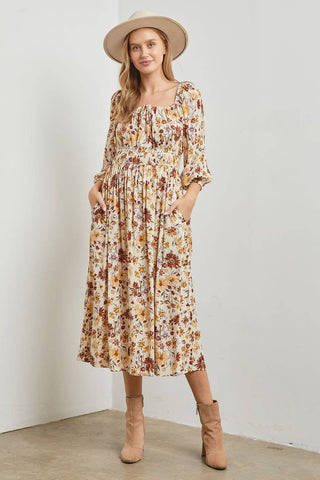 Light Gray Lana Wildflower Midi Dress