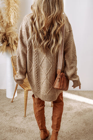 Cable Knit Sweater Dress | Wheat