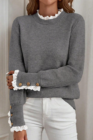 Tilda Lace Sweater | Soft Grey