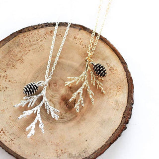 Tan Juniper & Pine Cone Necklace