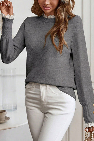 Tilda Lace Sweater | Soft Grey