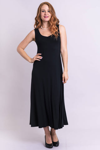 Light Gray Lanai Sleeveless Bamboo Dress in Black