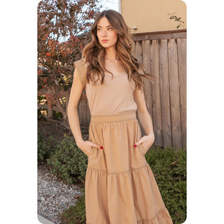 Rosy Brown Maribel Poplin Midi Dress