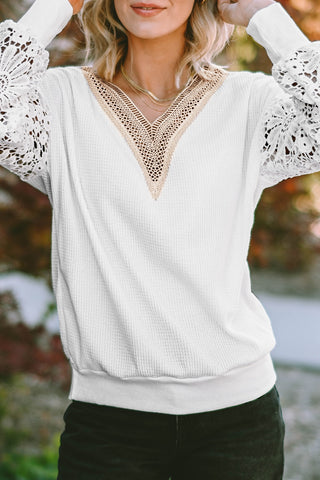 Light Gray Marjorie Pearl Lace Top