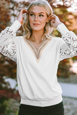 Light Gray Marjorie Pearl Lace Top