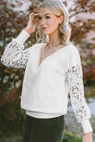 Light Gray Marjorie Pearl Lace Top