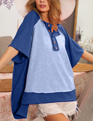 Indigo Blues 2-Tone Contrast Top