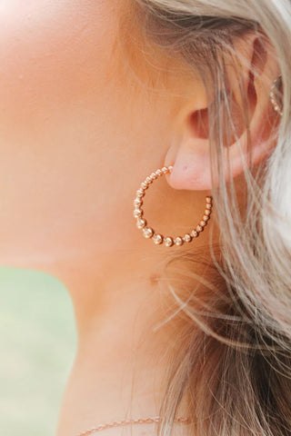 Tan Lexi Hoops in Rose Gold