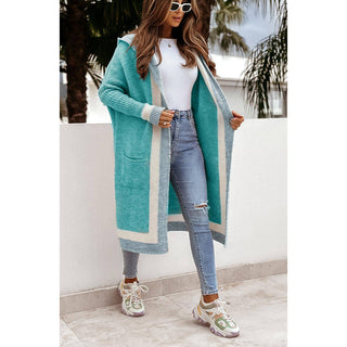 Light Gray Addison Longline Cardigan (Turquoise)