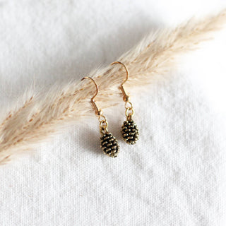 Light Gray Pine Cone Earrings