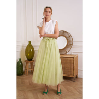 Light Gray Aislynn Tulle Skirt (Pistachio)