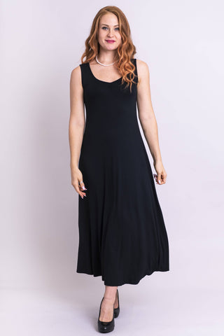 Light Gray Lanai Sleeveless Bamboo Dress in Black