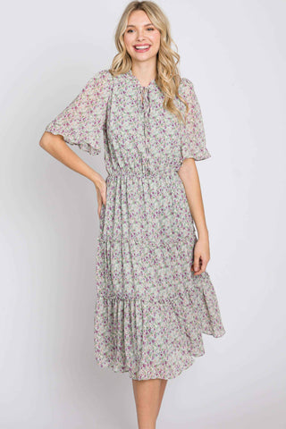 Light Gray Field of Flowers Dress