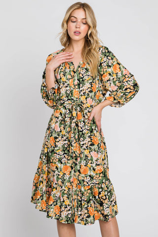 Light Gray Samantha Floral Midi Dress